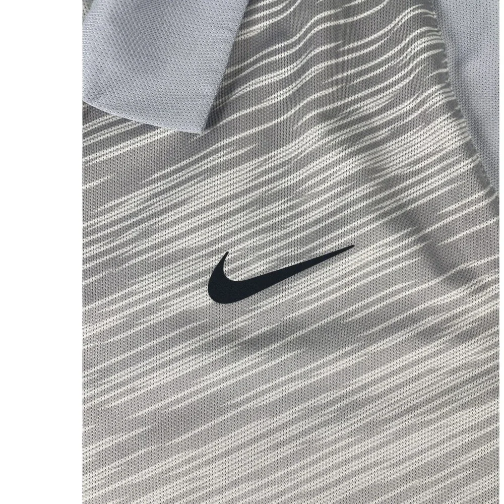 Nike Polo Mens L‎ Grey Tiger Woods Collection Dri-FIT Chevron Golf Shirt